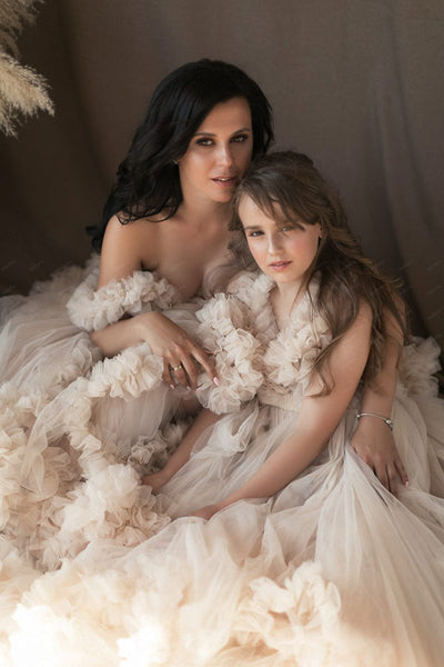 sachin and babi light blue dress Bailey's Blossoms Champagne Ruffle Maxi Dress for Kids main image 1