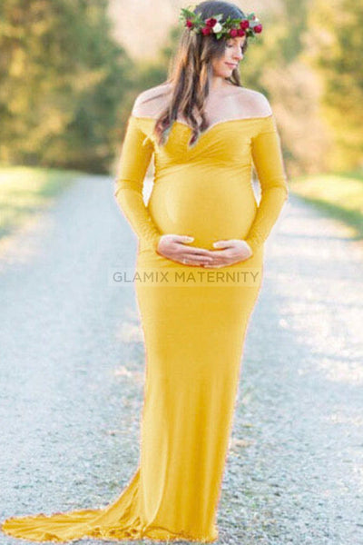 Chic Off-the-shoulder Mermaid Maternity Baby Shower Dress Glamix Maternity Chic Off-the-shoulder Mermaid Maternity Baby Shower Dress Glamix Maternity