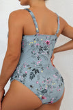 Dark Green Printed One-piece High Waist Maternity Swimsuit