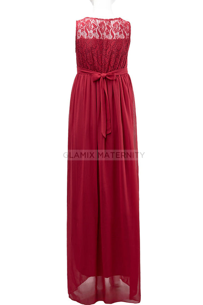 Elegant Long Maternity Maxi Dress With Lace For Sale