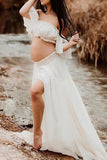 Sexy Off-the-shoulder Two-piece Chiffon Maternity Photoshoot Dress
