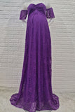Soft Lace Off-the-shoulder Maternity Baby Shower Dress