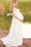 Soft Lace Off-the-shoulder Maternity Baby Shower Dress