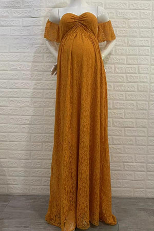 Soft Lace Off-the-shoulder Maternity Baby Shower Dress