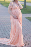 Soft Lace Off-the-shoulder Maternity Baby Shower Dress