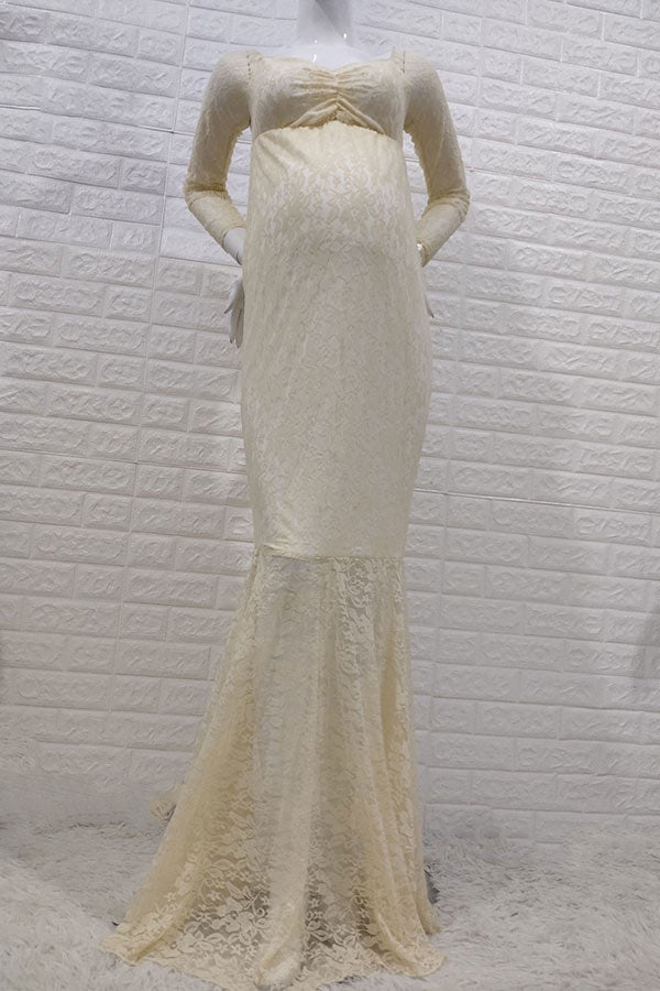 Soft Lace Off-the-shoulder Maternity Mermaid Dress