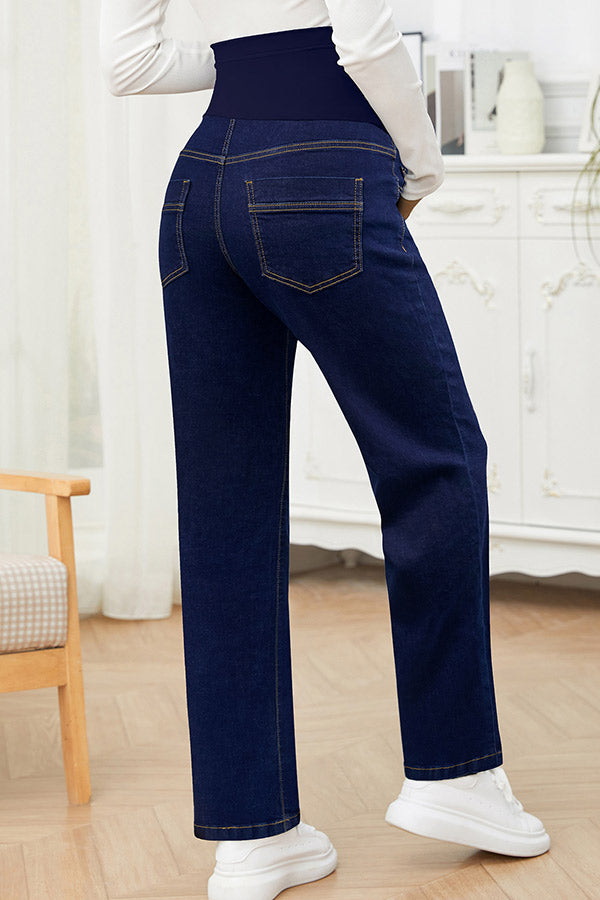 Straight Leg Relaxed Fit Pregnancy Denim Maternity Work Pants