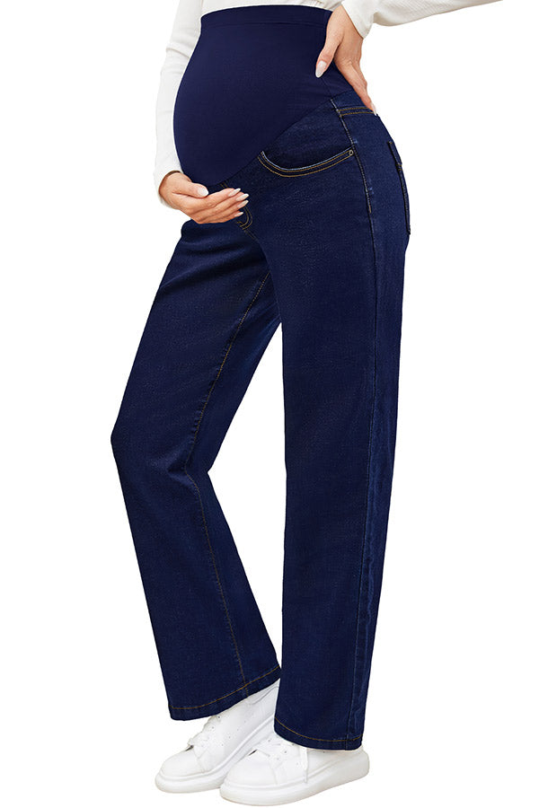 Straight Leg Relaxed Fit Pregnancy Denim Maternity Work Pants