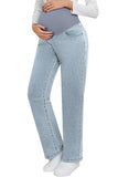 Straight Leg Relaxed Fit Pregnancy Denim Maternity Work Pants