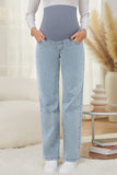 Straight Leg Relaxed Fit Pregnancy Denim Maternity Work Pants