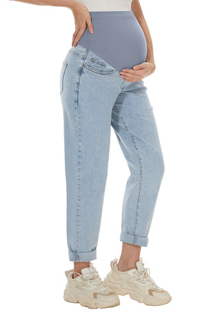 Maternity Jeans Over Belly Comfy Boyfriend Jeans Denim Pregnancy Pants