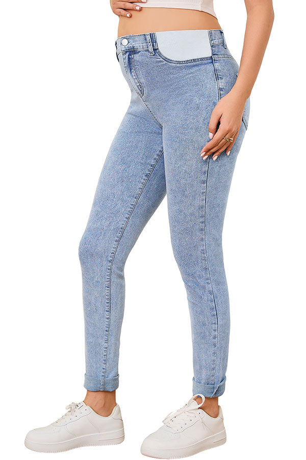 Women's Maternity Skinny Pregnancy Jeans Mid-Rise Postpartum Denim Pants