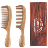 Natural Wooden Wide & Fine Tooth Hair Comb Set
