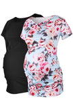 2-Pack Ruched Basic Maternity Tops With Short Sleeves
