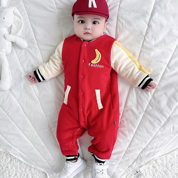 3M-24M] Baby Baseball Jersey Jumpsuit Banana Pattern Romper – Glamix  Maternity