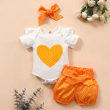 [3M-3Y] 3pcs Baby Heart-shaped dot decoration Romper Suit