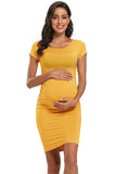 Basic Ruched Bodycon Maternity Dress