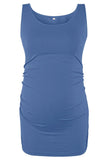 Basic Ruched Maternity Tank Top Blue / S Tops