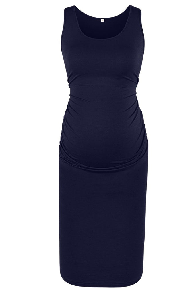 Solid Sleeveless Maternity Tank Dress Dresses