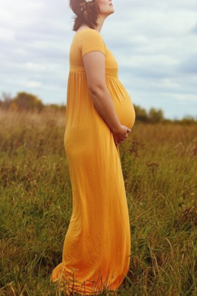 Comfy High Slit Off-the-shoulder Baby Shower Dress Glamix Maternity Comfy High Slit Off-the-shoulder Baby Shower Dress Glamix Maternity