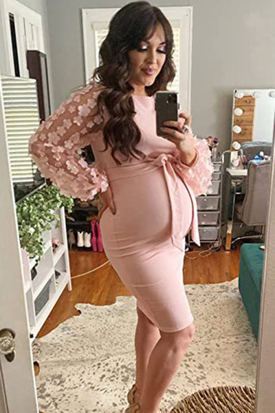 cute tight maternity dresses PinkBlush Pink Rose Fitted Wrap Maternity Dress