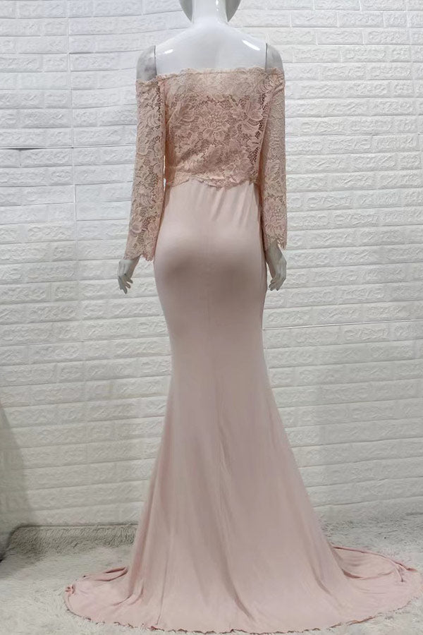 Delicate Mermaid Lace Long Maternity Dress