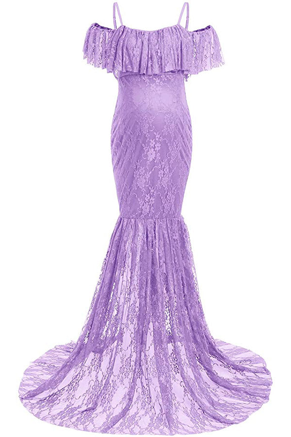Soft Lace Off-the-shoulder Mermaid Maternity Photoshoot Dress