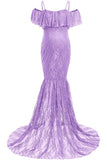 Soft Lace Off-the-shoulder Mermaid Maternity Photoshoot Dress
