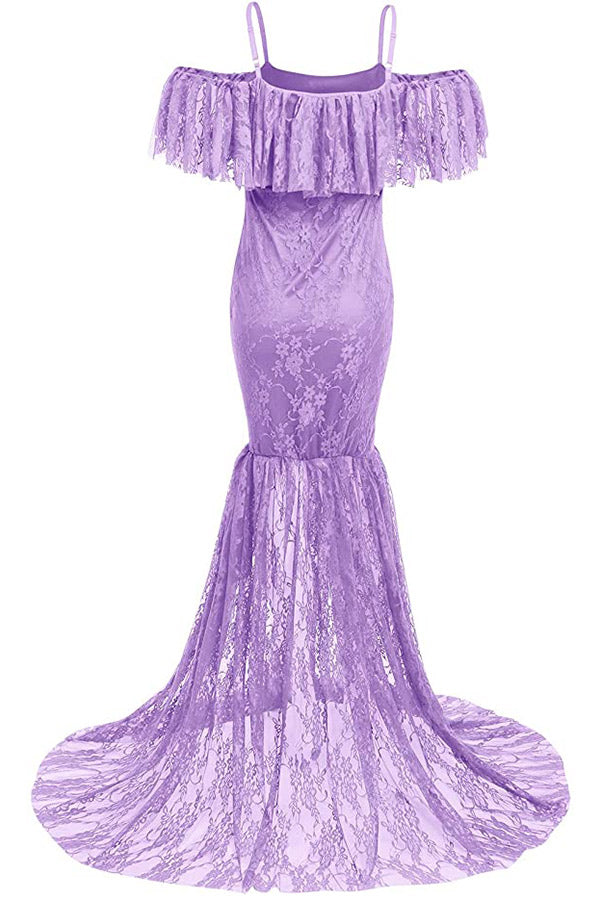 Soft Lace Off-the-shoulder Mermaid Maternity Photoshoot Dress