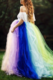 Lace Off-the-shoulder Gradient Maternity Photoshoot Gown