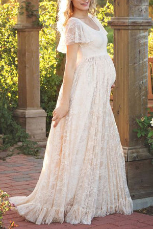 Lace Scoop Maternity Photoshoot Long Dress
