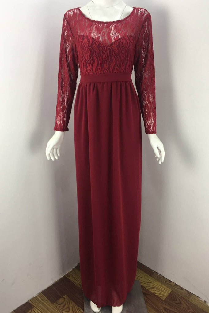 Lace Long-Sleeve Maternity Maxi Dress Dresses