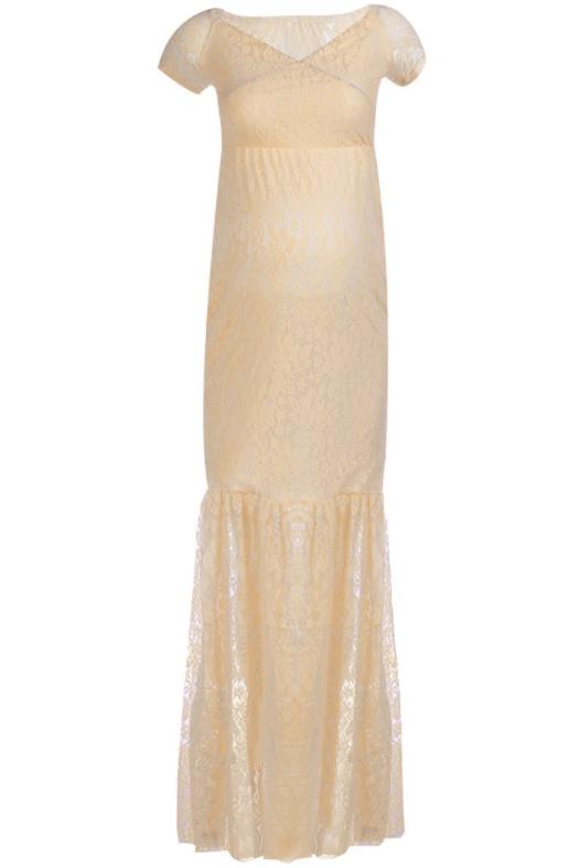 Soft Lace Mermaid Maternity Photoshoot Dress With Sleeves
