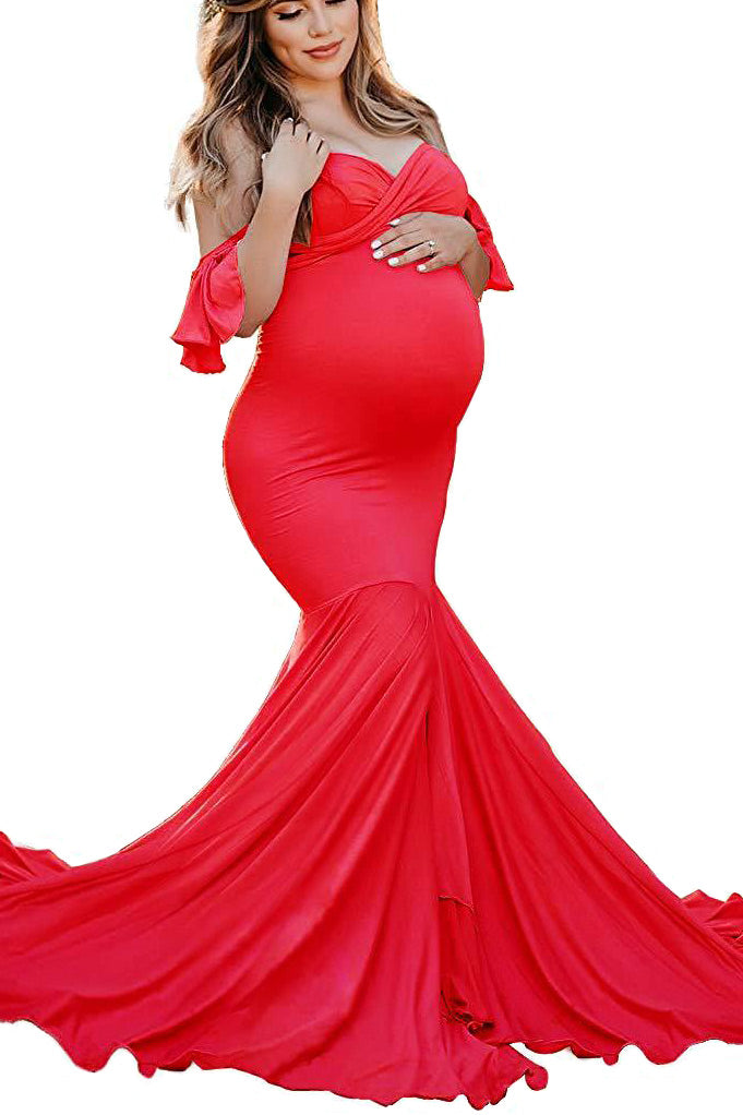 Off-the-shoulder Mermaid Maternity Baby Shower Dress