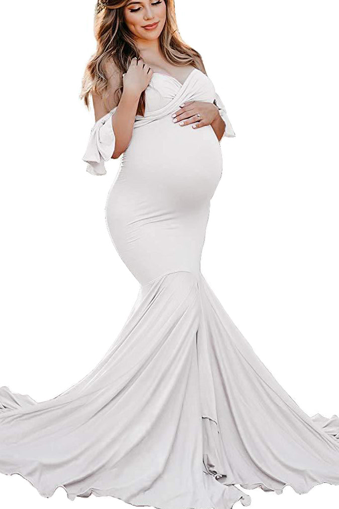 Off-the-shoulder Mermaid Maternity Baby Shower Dress