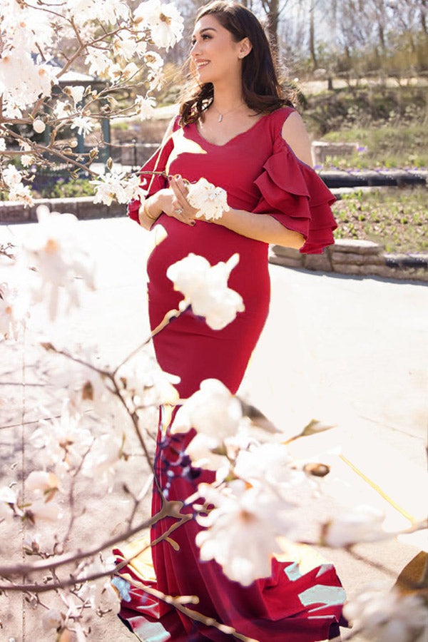 Off-the-shoulder Mermaid Maternity Photoshoot Gown