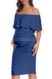 Off Shoulder Ruffled Maternity Dress