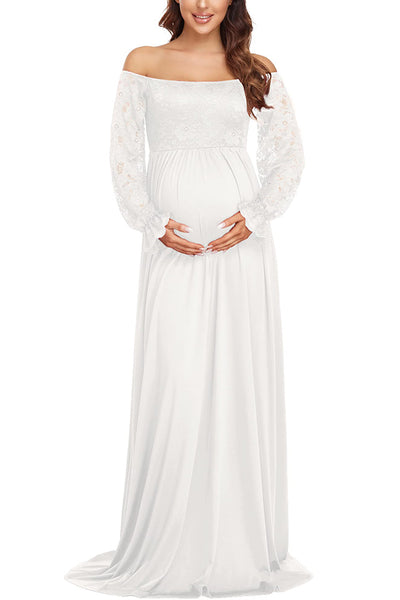 Pregnant Off-Shoulder Maxi Dress For Maternity Photoshoot – Glamix Maternity