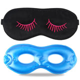 Pink Pure Silk Sleep Mask +Reusable Therapy SPA Gel Eye Mask Set