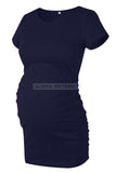 Ruched Maternity T-Shirt With Short Sleeves Dark Navy / S Tops