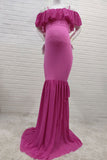 Ruffled Mermaid Maternity Spaghetti Straps Dress - Glamix Maternity