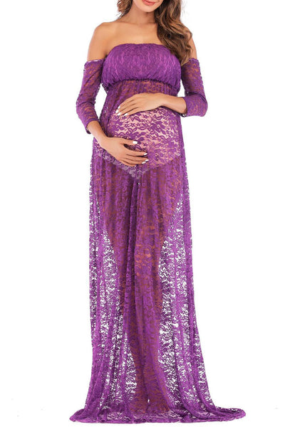 purple lace maternity dress Vedolay Maternity Dress Summer Maternity Bodycon Dress Short Sleeve Ruched Sides Knee Length Shirred Dress,C-Purple XXL