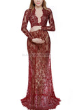 Sexy See Through Lace Maternity Long Dress