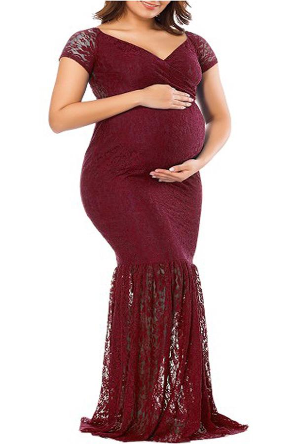 Soft Lace Mermaid Maternity Photoshoot Dress