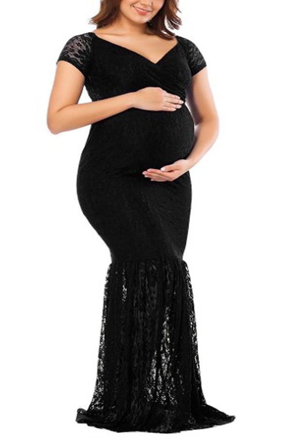 Soft Lace Mermaid Maternity Photoshoot Dress