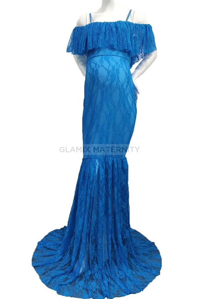 Soft Lace Off-the-shoulder Mermaid Maternity Photoshoot Dress