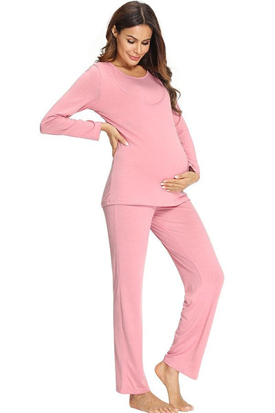 Soft Pregnancy Nursing Pajamas Set Maternity Breastfeeding Sleepwear –  Glamix Maternity