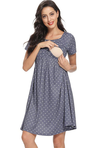 short sleeve nursing dress Latched Mama Short Sleeve Swing Nursing Dress
