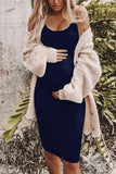 Solid Sleeveless Maternity Tank Dress Dark Navy / M Dresses