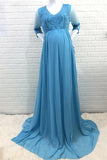 Pregnancy Chiffon Lace Long Maternity Gown Photoshoot Dress